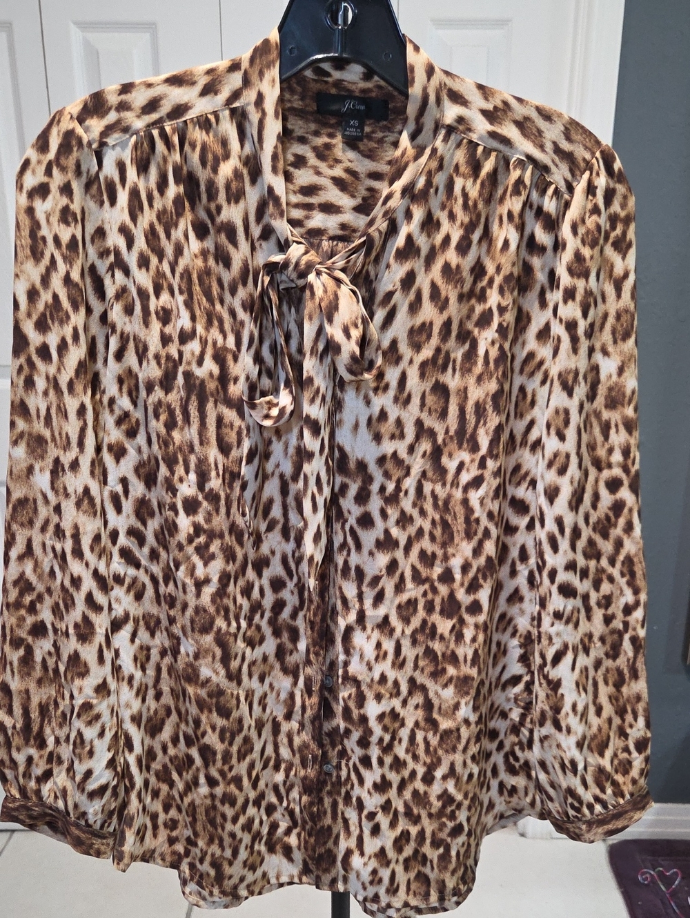Sx XS - J. Crew Brown and Cream Leopard-Print Blouse